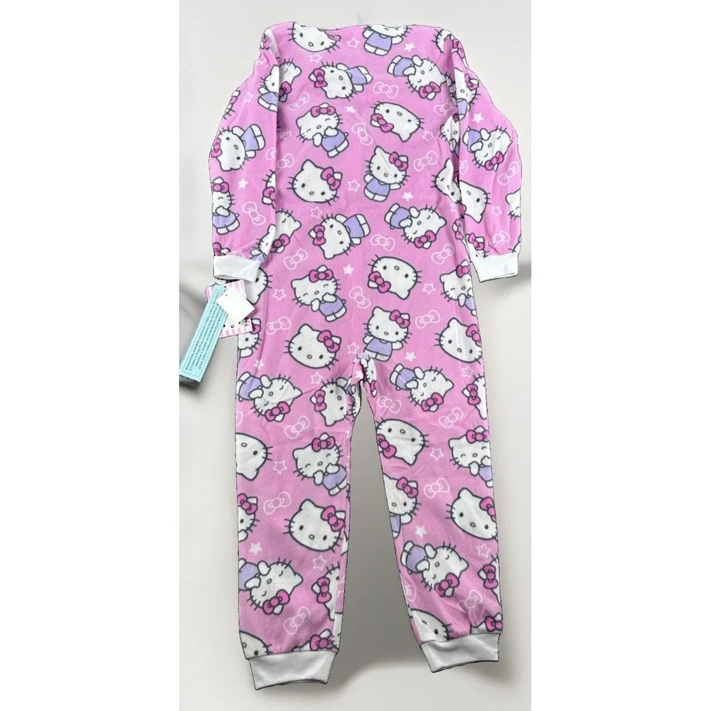 Hello Kitty Cozy Fleece Pajamas Medium 7/8 One Piece Union Suit Sanrio NWT